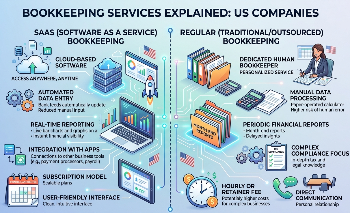 Bookkeeping Services Explained: SaaS vs Regular Solutions for US Companies